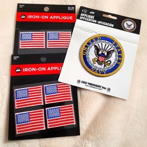 Patch / Applique Lot 1 US Navy and 6 American Flags